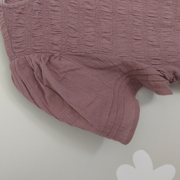 LIKE NEW Madewell Lucie Flutter-Sleeve Smocked Bodice Top in Fig - Picture 12 of 14